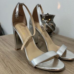 Lulu’s Taylor Silver Ankle Strap Heels